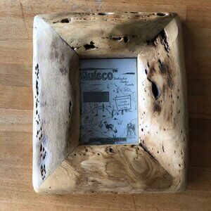 Vtg 1997 Quisco Distinctive Cactus Natural Chile Wood Photo Frame 3 x 4.5 in